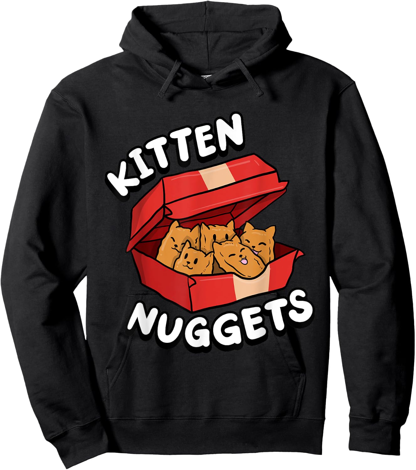 Kitten Nuggets Fried Chicken Lover Foodie Cute Cat Hoodie - Hoodie | Black