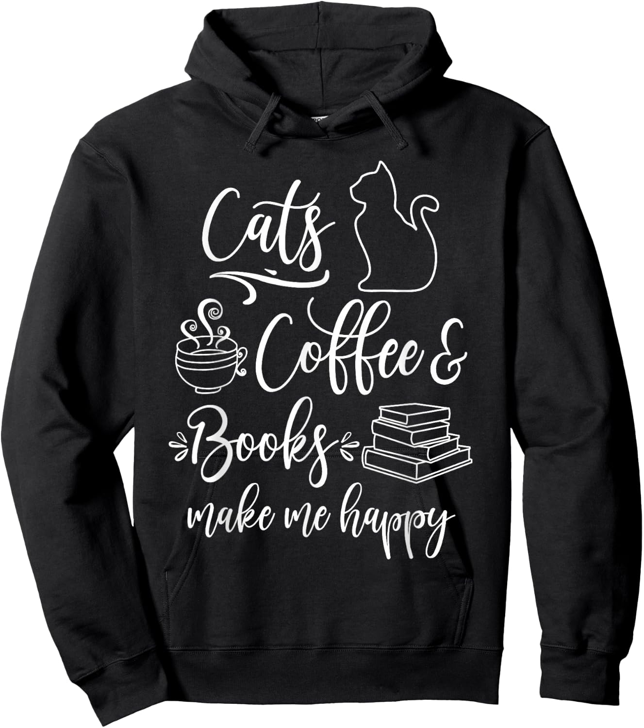 Cats, Books and Coffee - Funny Cats, Books & Coffee Lover Hoodie - Hoodie | Black