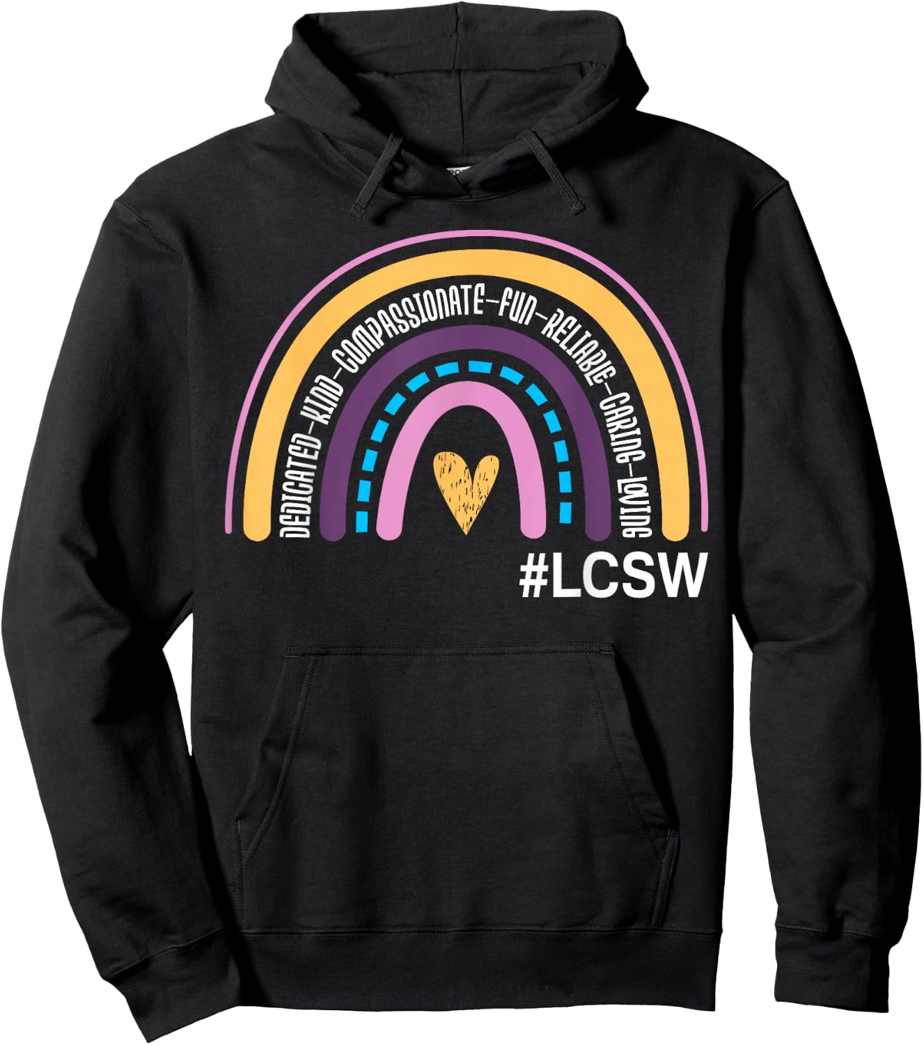 Licensed Clinical Social Worker Rainbow LCSW Appreciation Hoodie - Hoodie | Black