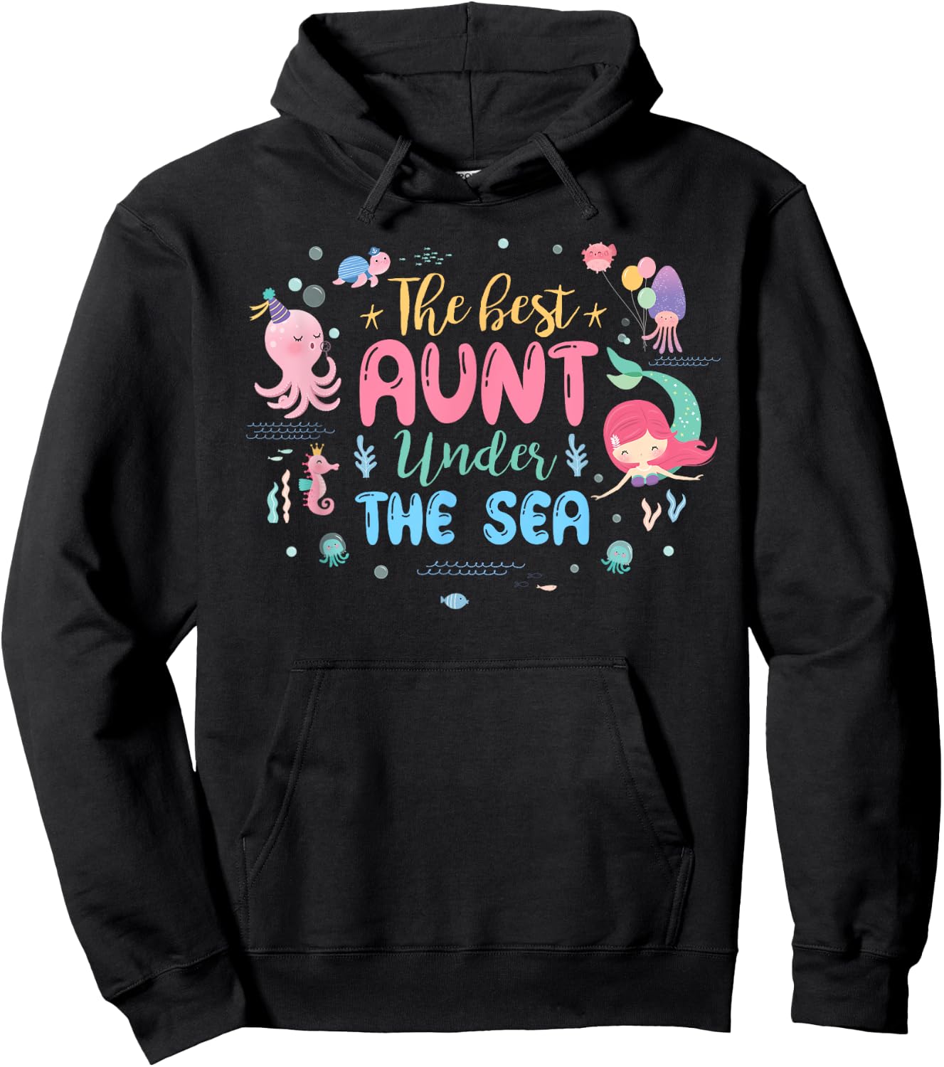 Aunt of The Birthday Girl Shirt The Best Aunt Under The Sea Hoodie - Hoodie | Black