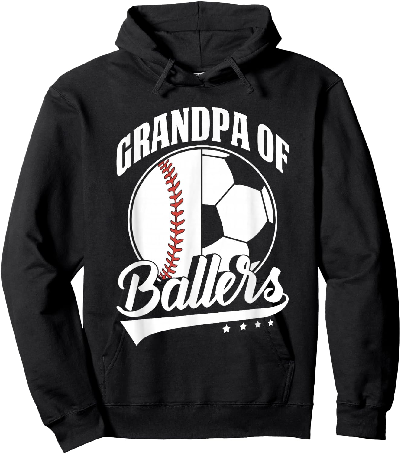Grandpa Of Ballers Soccer Baseball Player Hoodie - Hoodie | Black