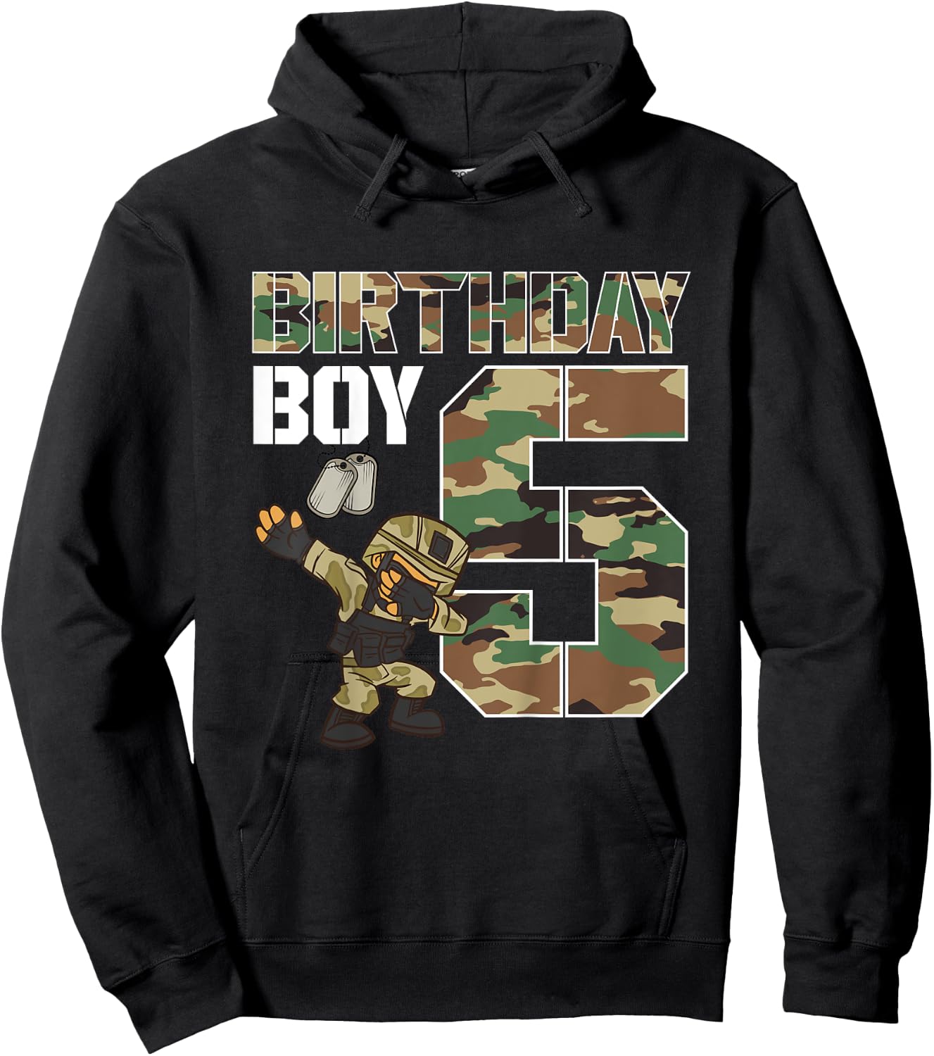 Kids 5 Year Old Boy Military Army 5th Birthday Boy Matching Hoodie - Hoodie | Black