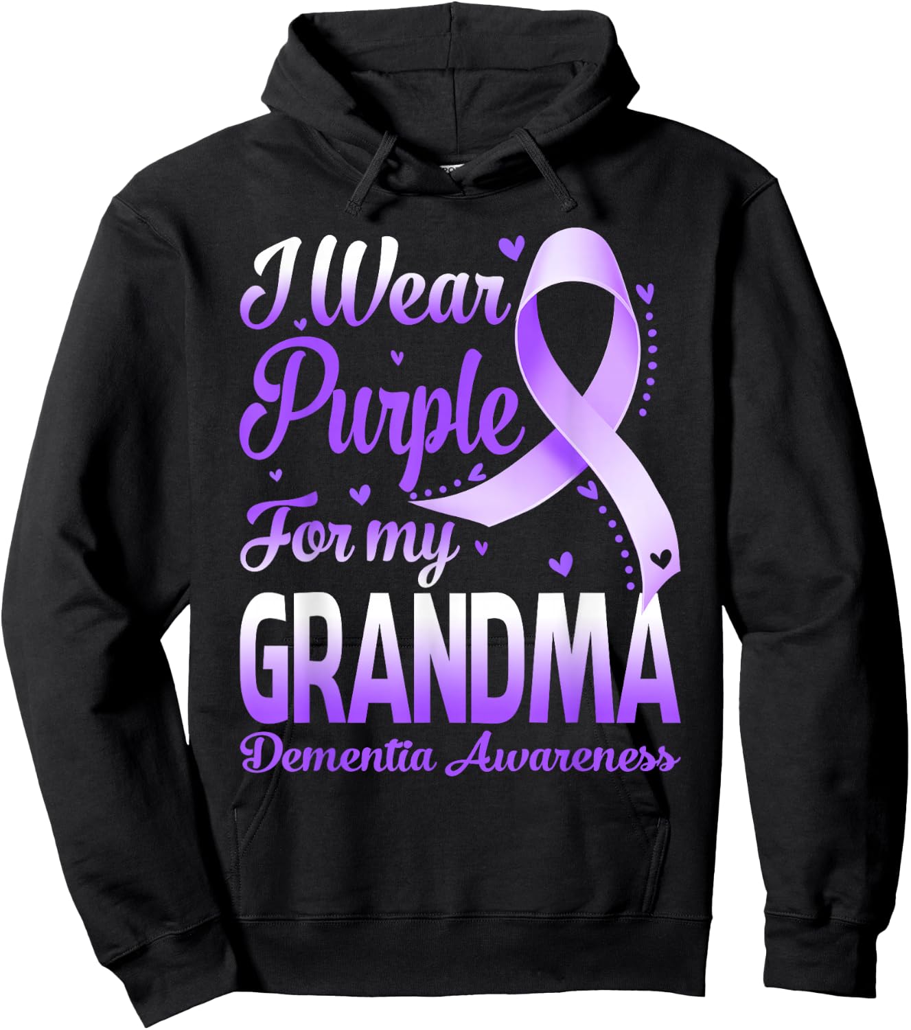 I Wear Purple For My Grandma Dementia Awareness Ribbon Hoodie - Hoodie | Black