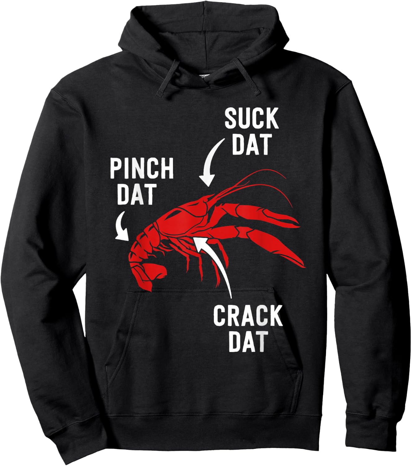 Suck Heads Pinch Tails Funny Crawfish Boil Seafood Cajun Hoodie - Hoodie | Black
