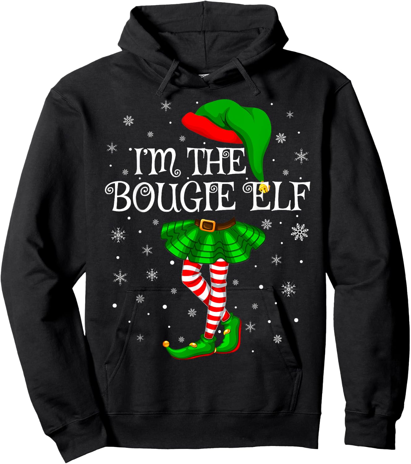 Family Matching Women Girls I'm The Bougie Elf Christmas Hoodie - Hoodie | Black