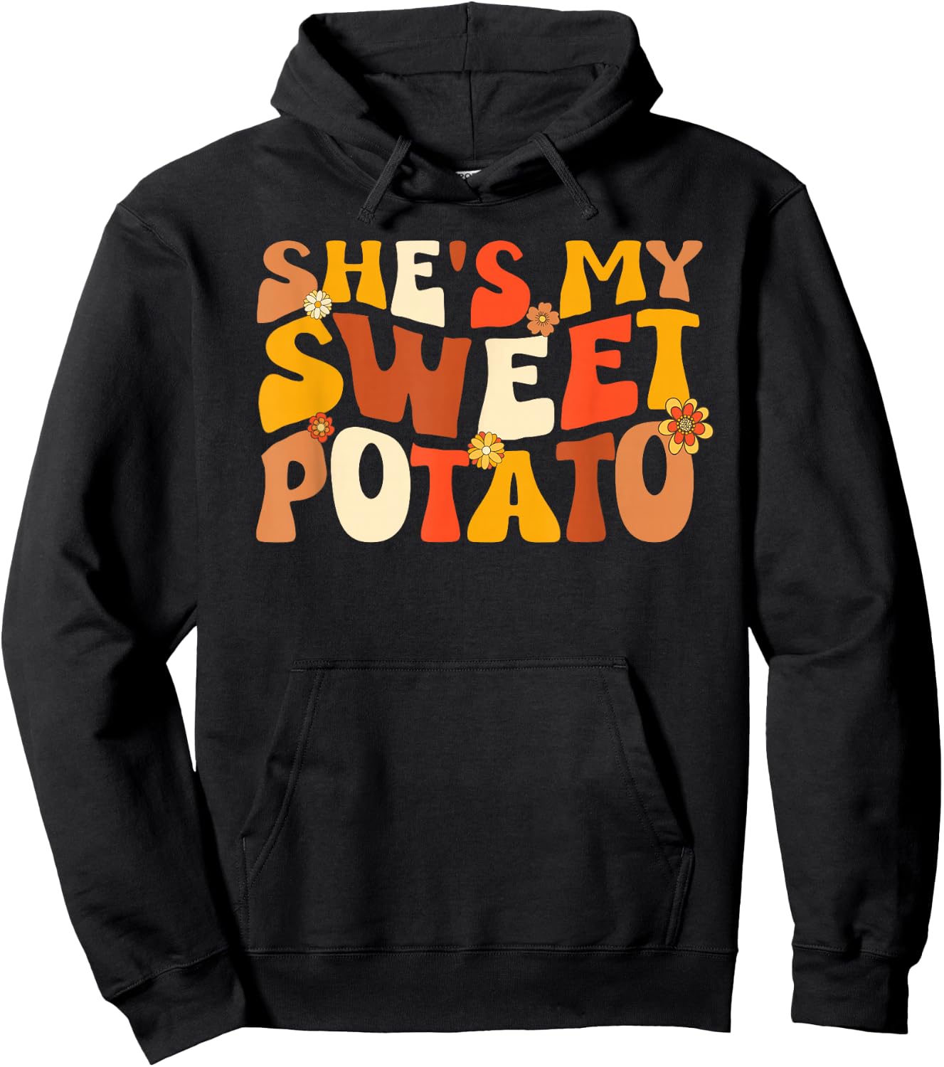 Thanksgiving Shirts Couples Sweet Potato I Yam Groovy Flower Hoodie - Hoodie | Black