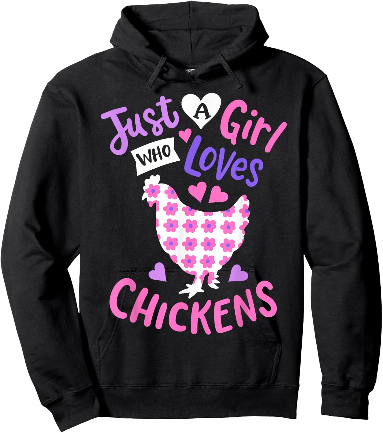 Kids Just A Girl Who Loves Chickens Chicken Hen Love Cute Hoodie - Hoodie | Black