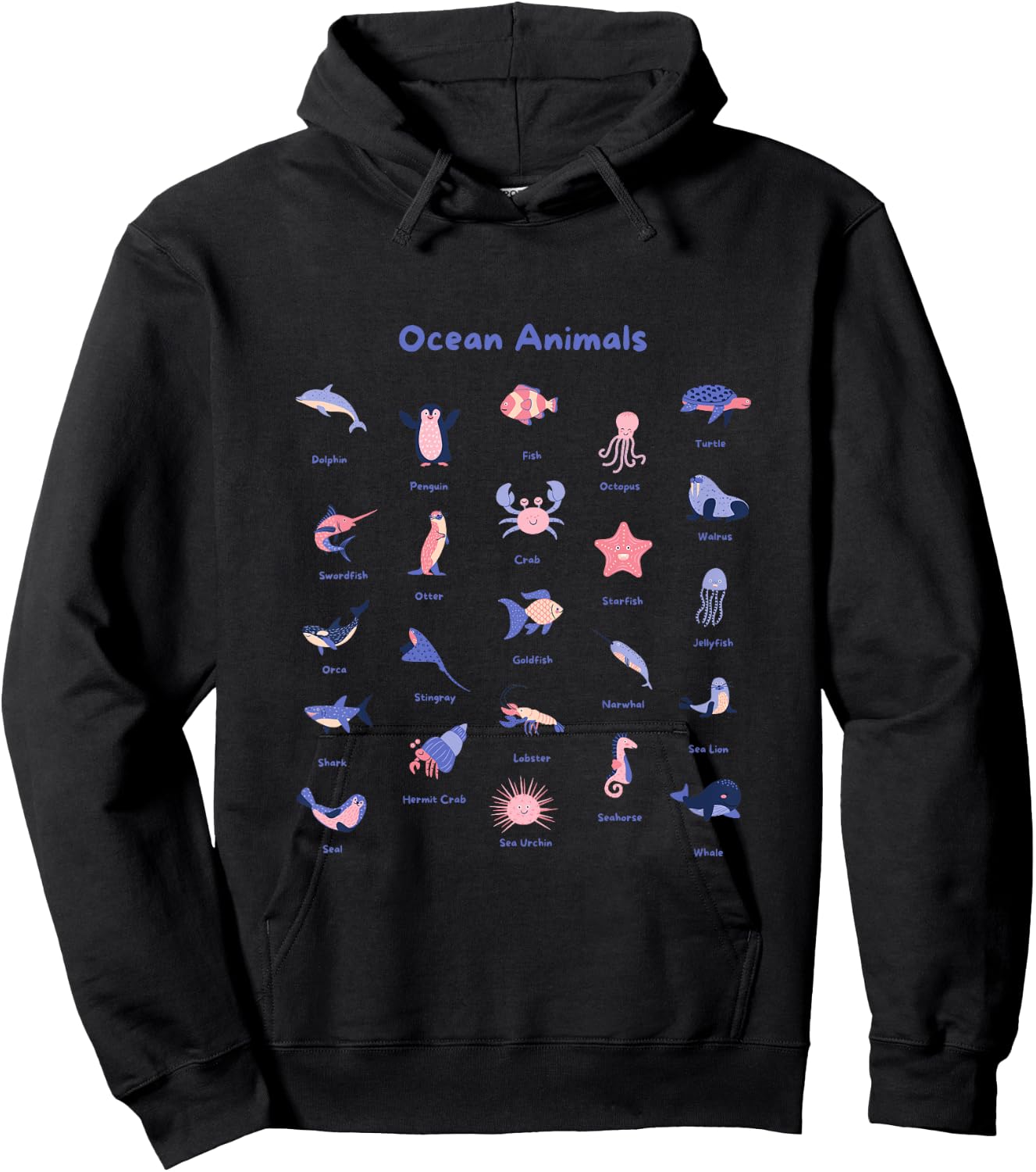 Kids Ocean Animal Shirts Kids Ocean Animal Shirt For Toddler Boys Hoodie - Hoodie | Black