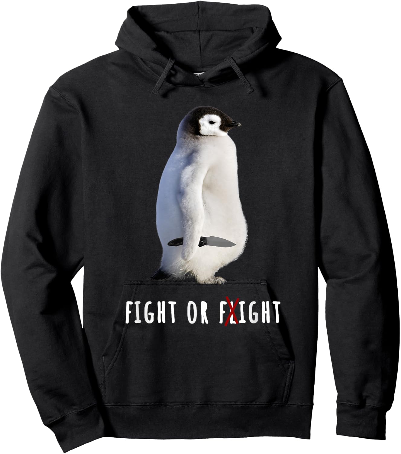 Fight Or Flight Funny Penguin Meme Anxiety Psychologist Pun Hoodie - Hoodie | Black