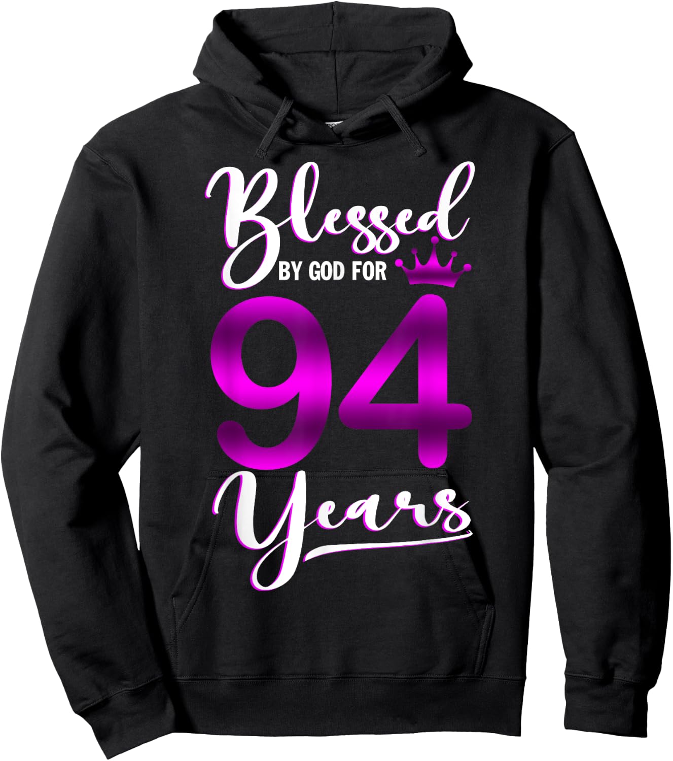 Vintage Blessed by God For 94 Years Old Happy 94th Birthday Hoodie - Hoodie | Black