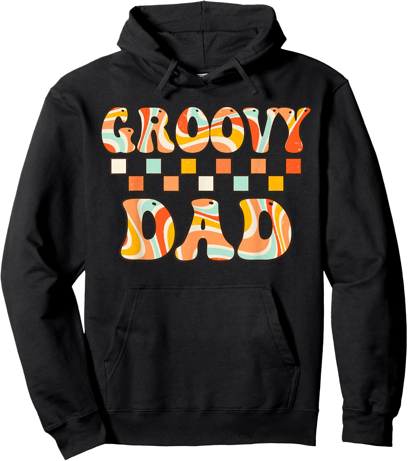 Retro Groovy Dad Matching Family 1st Birthday Party Hoodie - Hoodie | Black
