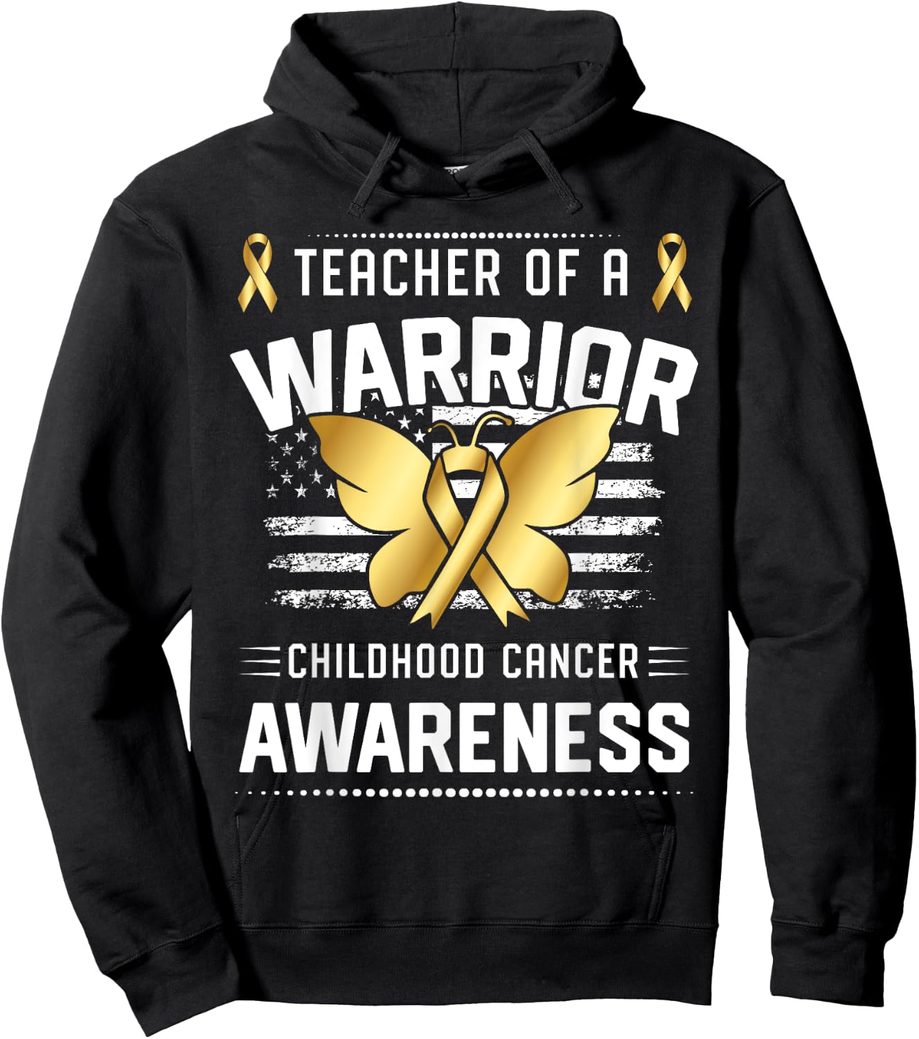 Teacher Of A Warrior Childhood Cancer Awareness Hoodie - Hoodie | Black