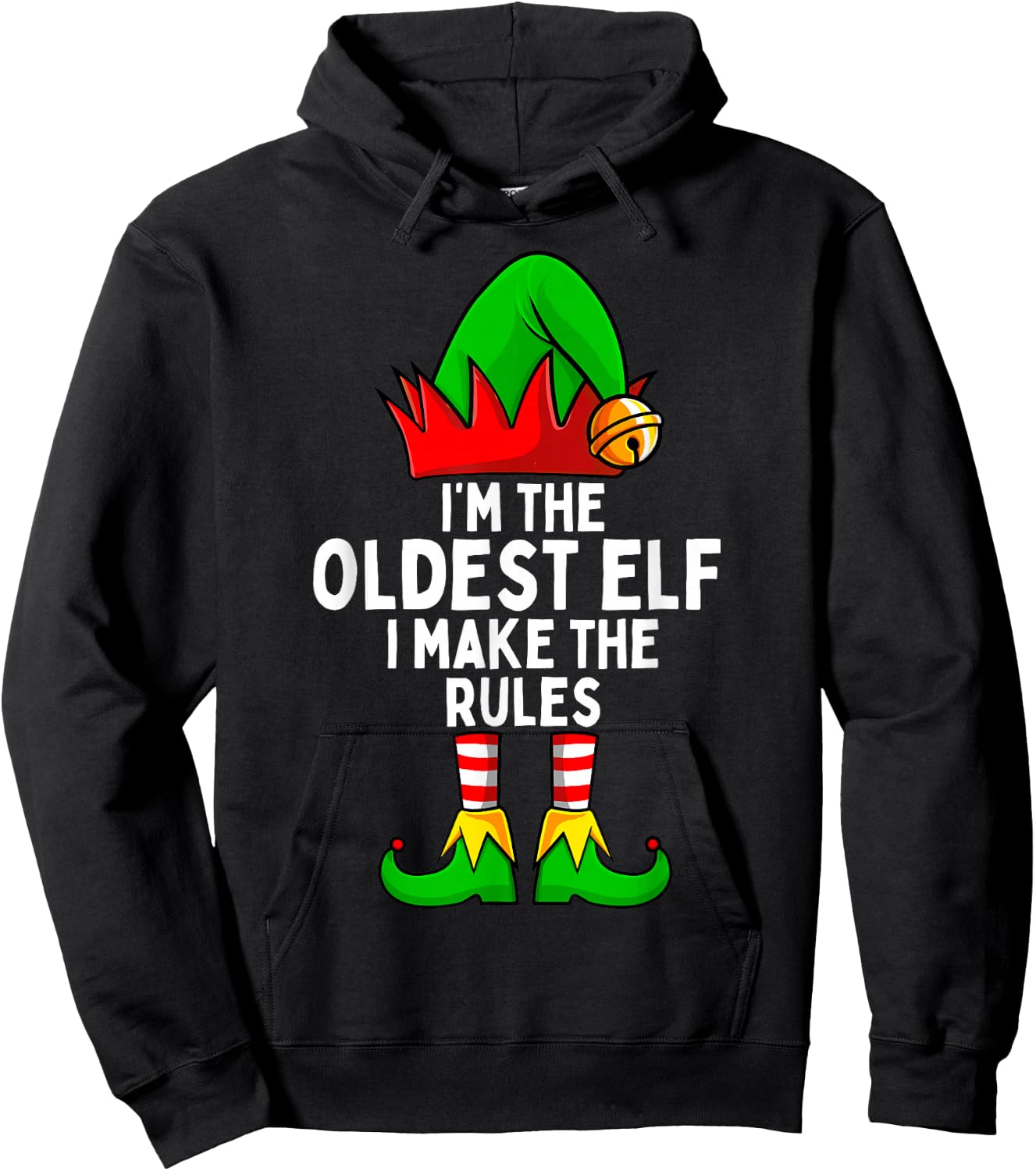I'm The Oldest Elf Matching Family Christmas Hoodie - Hoodie | Black