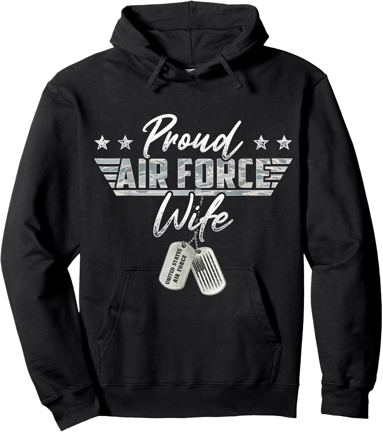 Proud Air Force Wife Military US Air Force Family Matching Hoodie - Hoodie | Black