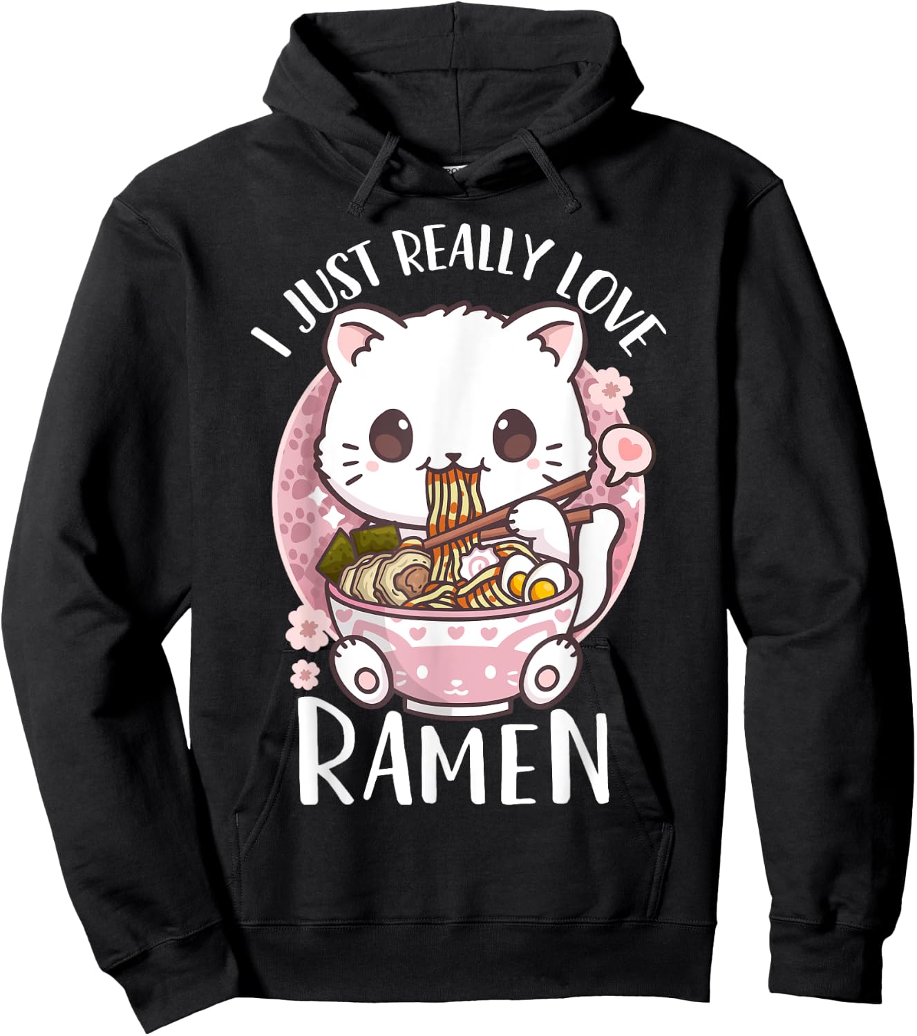 Ramen Cat Anime I Just Really Love Ramen Hoodie - Hoodie | Black
