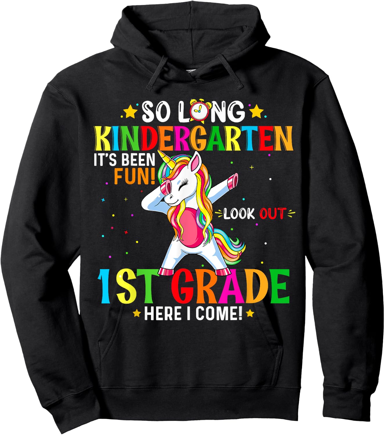 Kids So Long Kindergarten Graduation Class 2025 Unicorn Dab Hoodie - Hoodie | Black