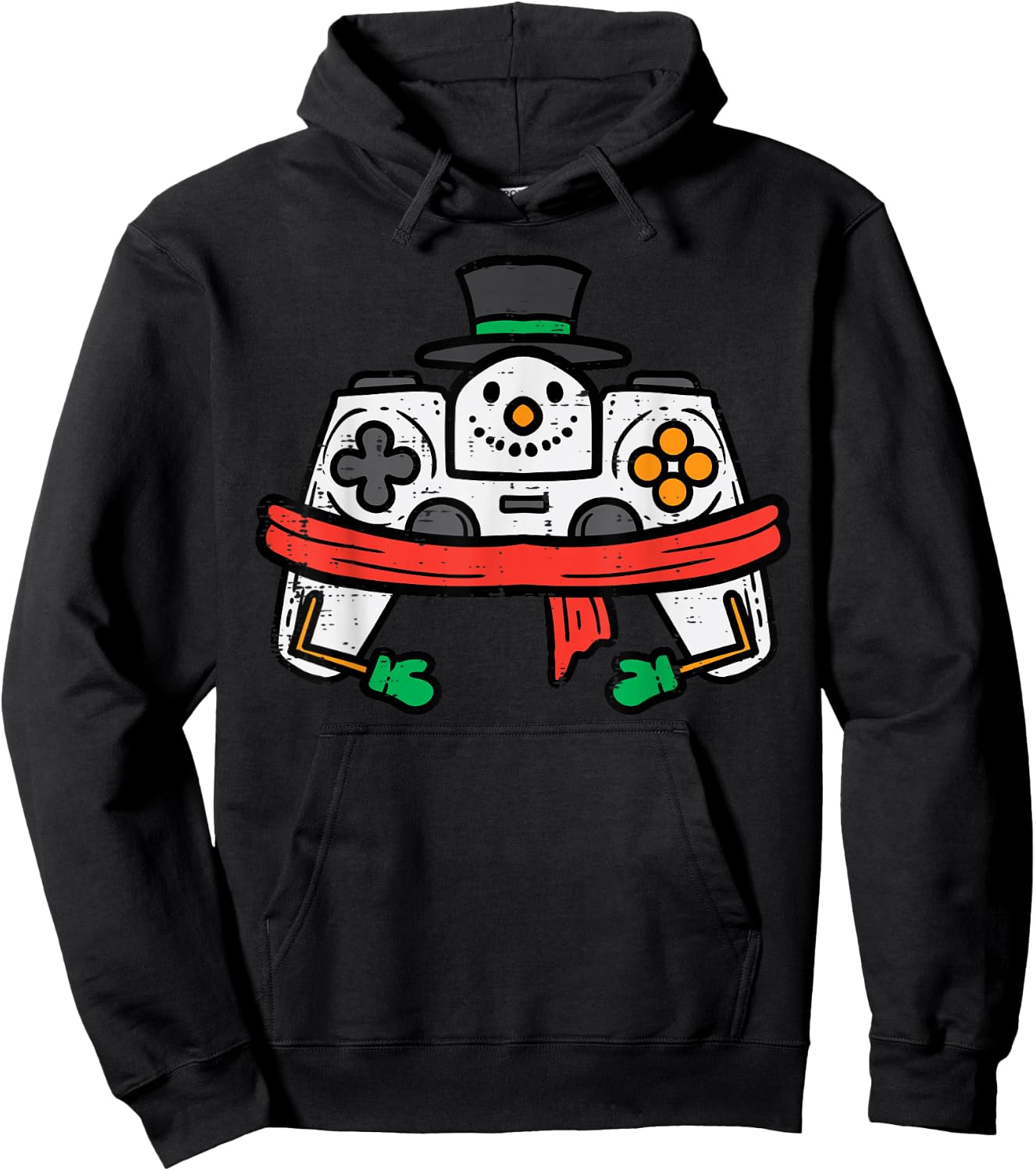 Christmas Snowman Gamer Controller Xmas Gaming Men Boys Kids Hoodie - Hoodie | Black