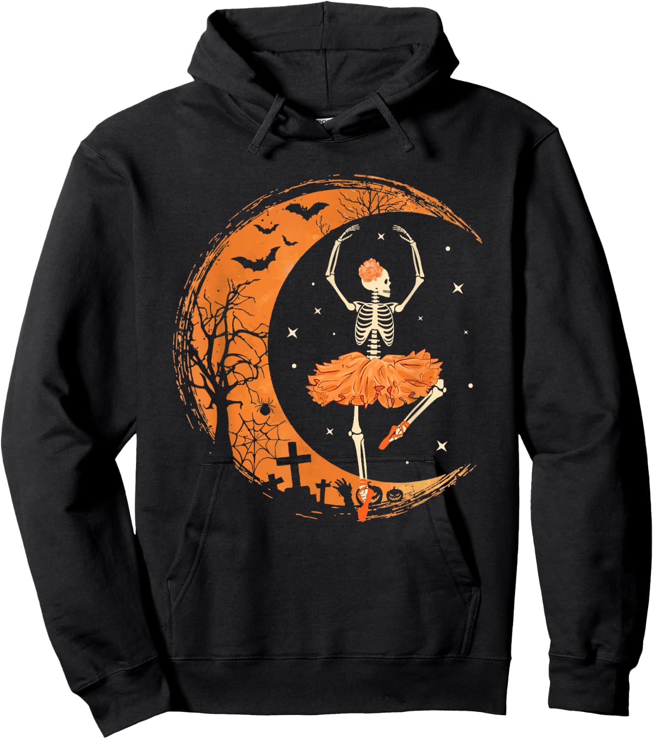 Dancing Skeleton Ballerina Ballet Dance Halloween Women Girl Hoodie - Hoodie | Black