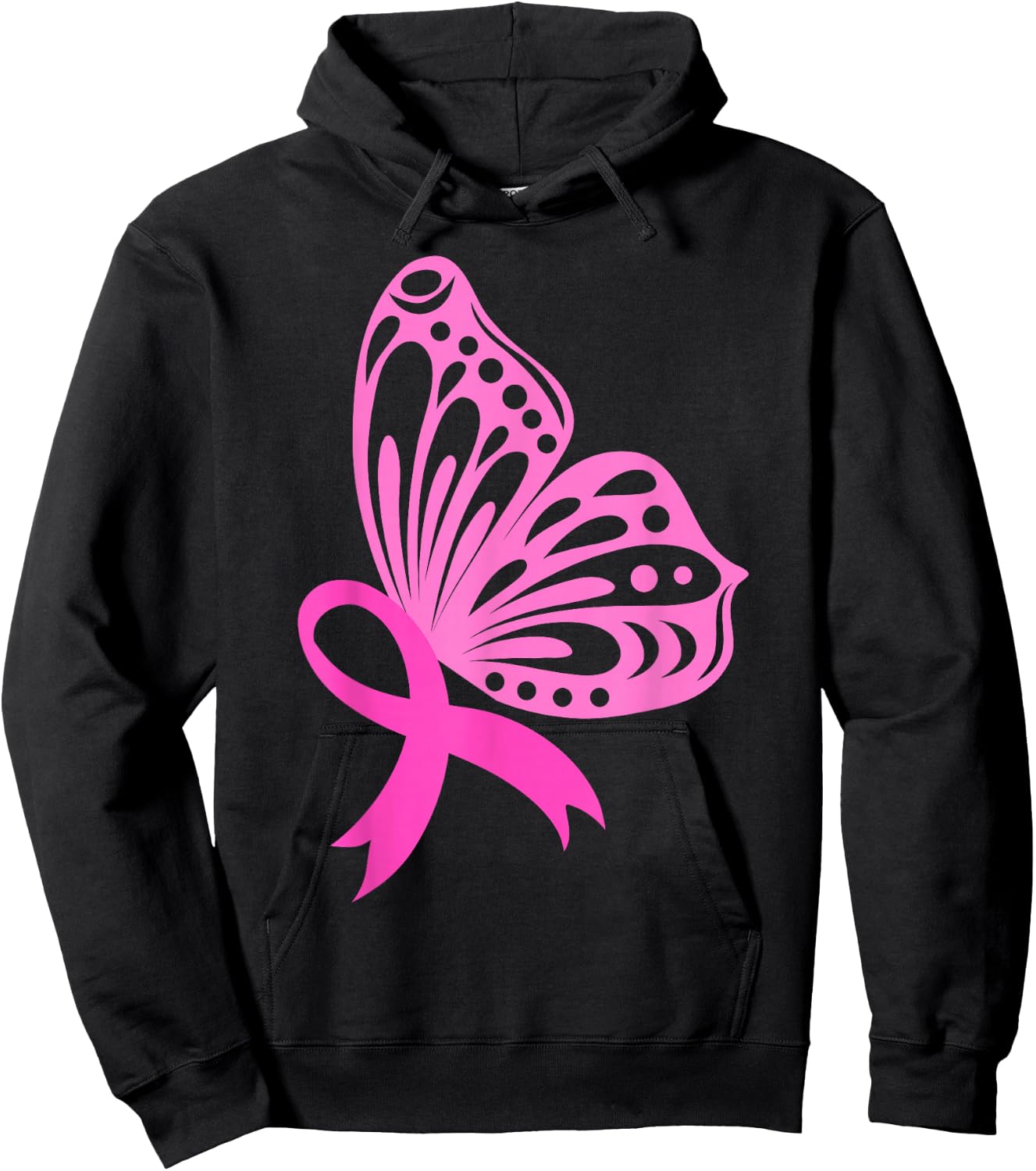 Pink Ribbon Butterfly | Breast Cancer Hoodie - Hoodie | Black