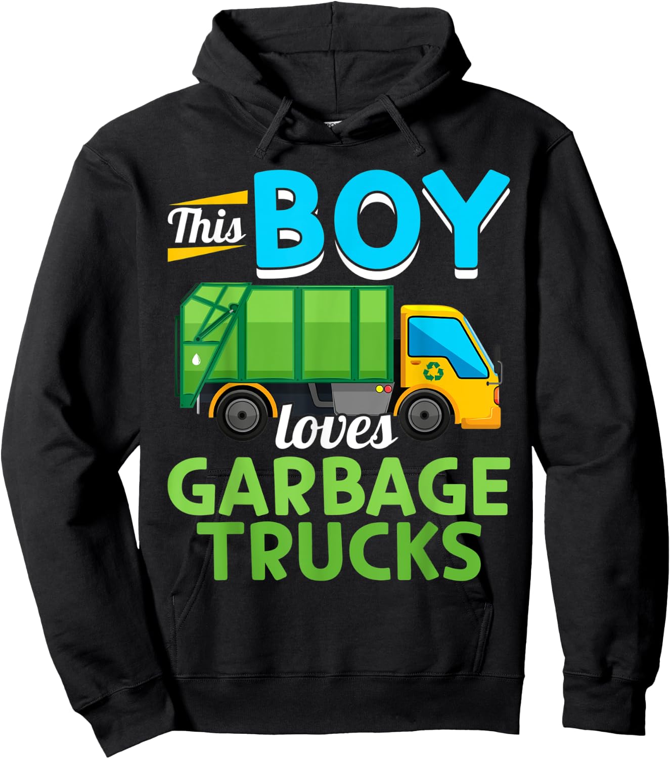 Garbage Truck - This Boy loves Garbage Trucks Hoodie - Hoodie | Black