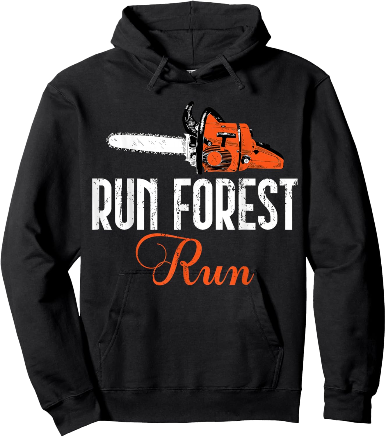 Logger Woodsman Vintage Run Forest Run Lumberjack Chainsaw Hoodie - Hoodie | Black