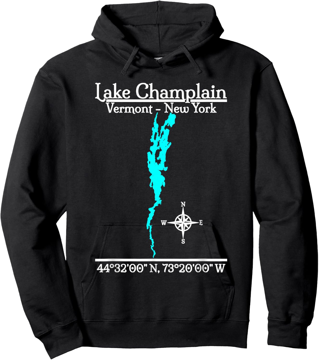 Lake Champlain, New York and Vermont Hoodie - Hoodie | Black