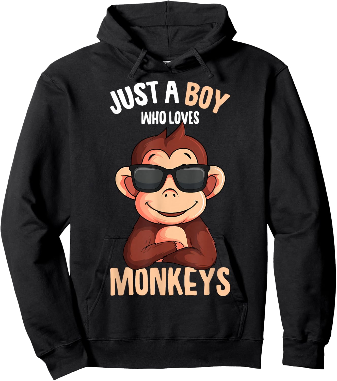 Monkey Just A Boy Who Loves Monkeys Boys Kids Hoodie - Hoodie | Black