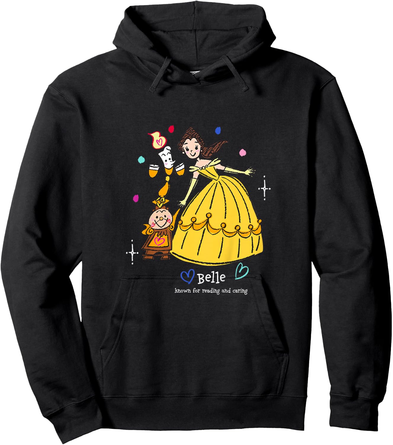 Kids Disney Beauty and the Beast Belle Cogsworth & Lumiere Youth Hoodie - Hoodie | Black