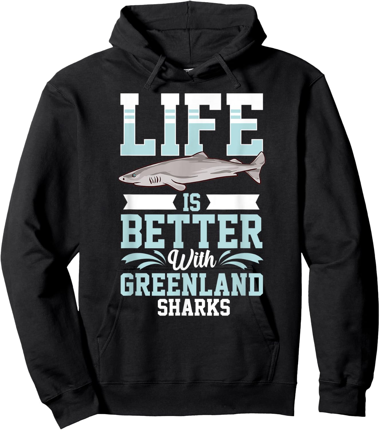 Greenland Shark Animal Tooth Funny Ocean Hoodie - Hoodie | Black