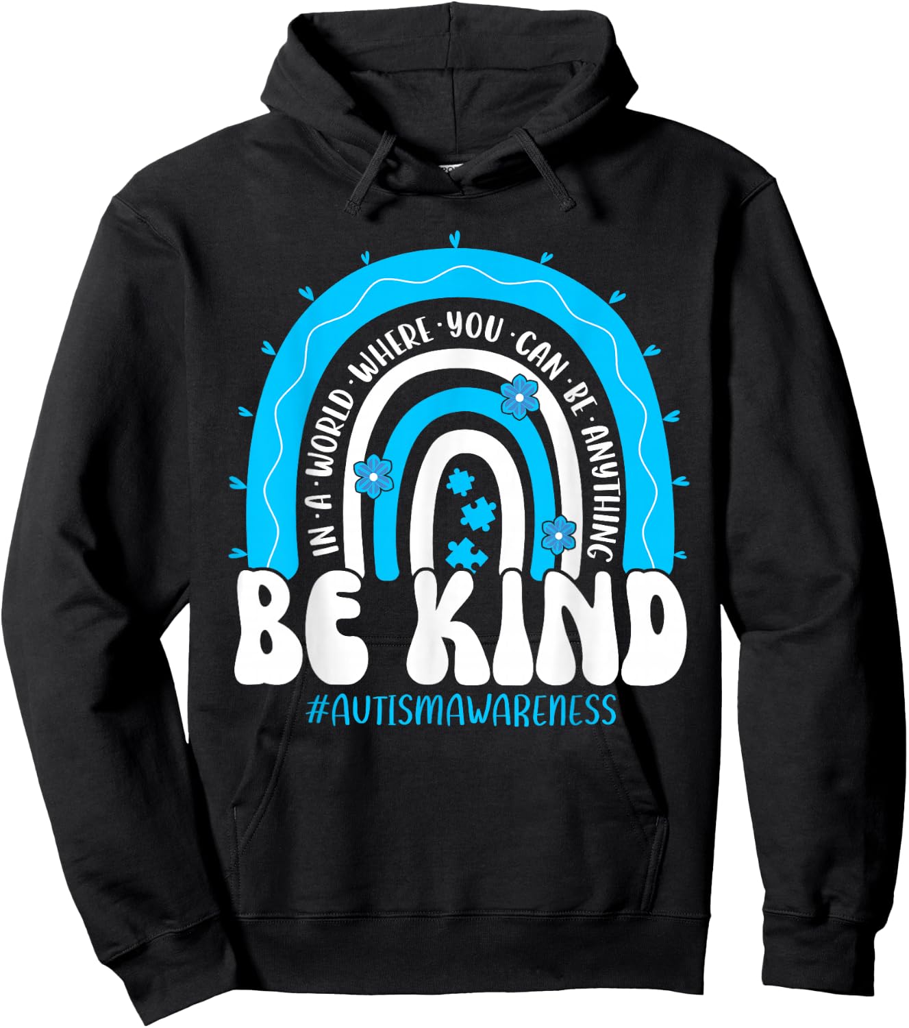 Be Kind Autism Awareness Groovy Rainbow Choose Kindness Hoodie - Hoodie | Black