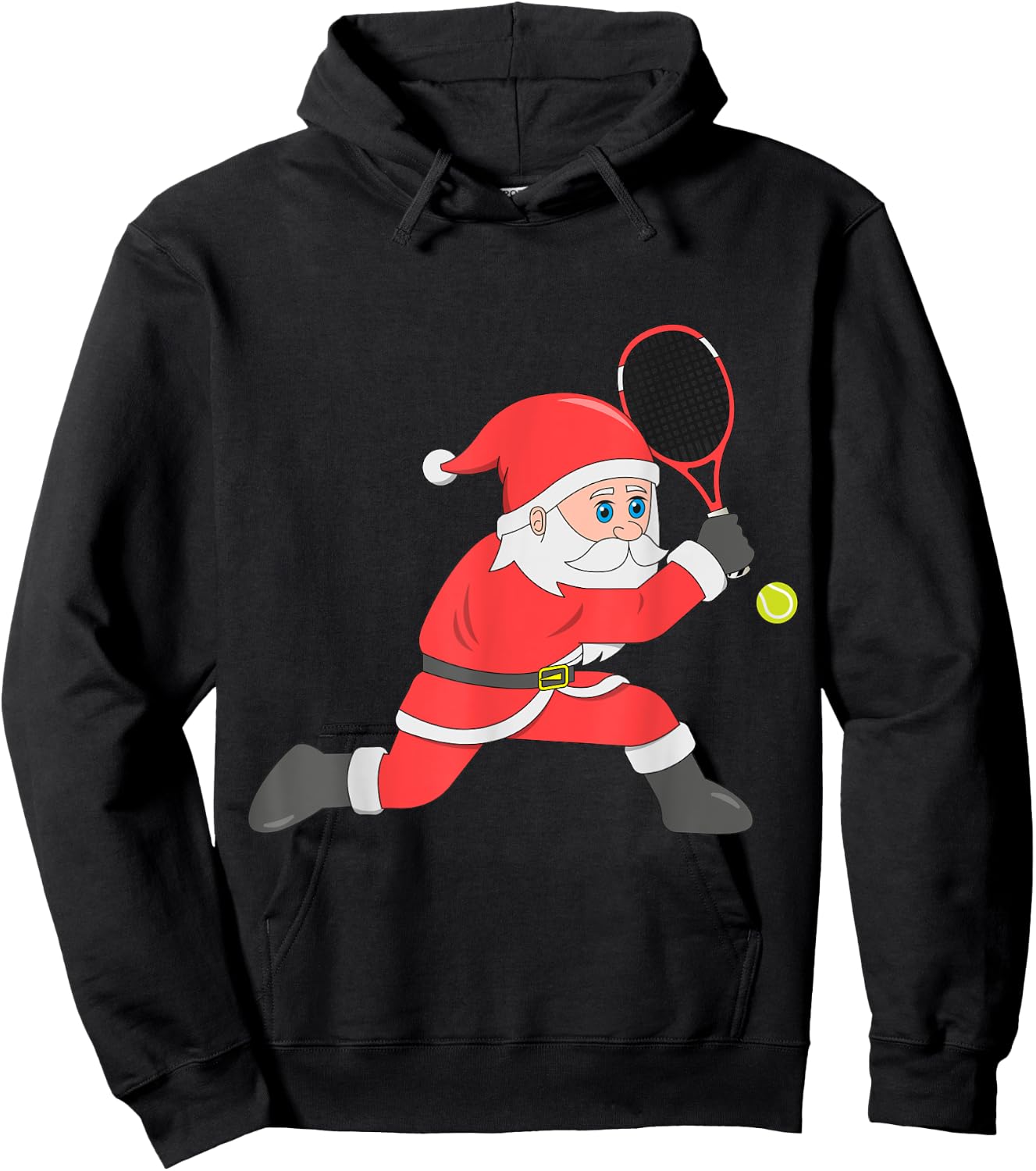 Santa Tennis Christmas Cool Sport Xmas Pajama Holiday Party Hoodie - Hoodie | Black