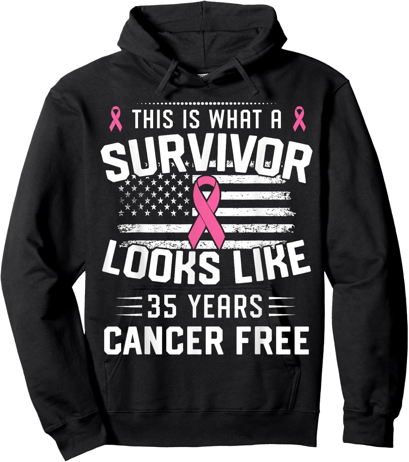 Breast Cancer 35 Years Survivor Of Being Breast Cancer Free Hoodie - Hoodie | Black