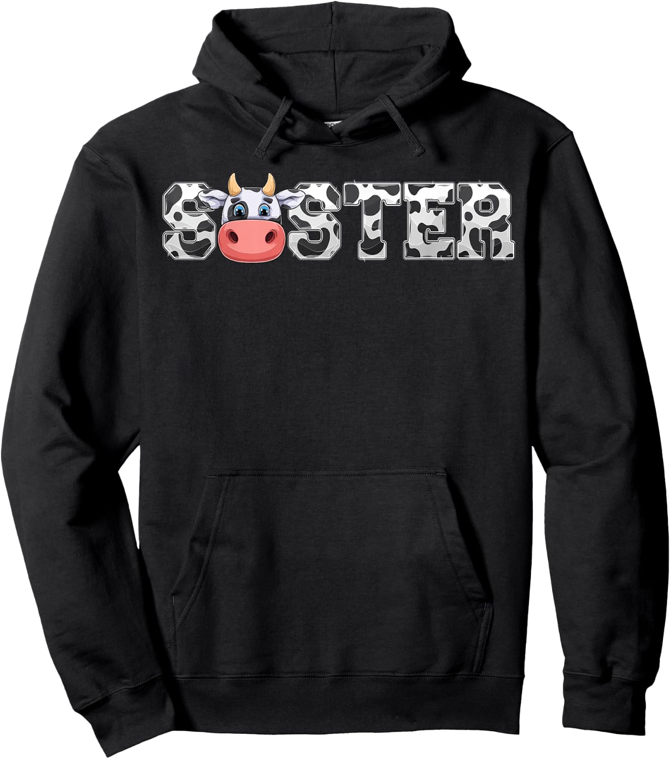 Sister Cow Print Cowboy Animal Pattern Farmer Cow Sister Hoodie - Hoodie | Black