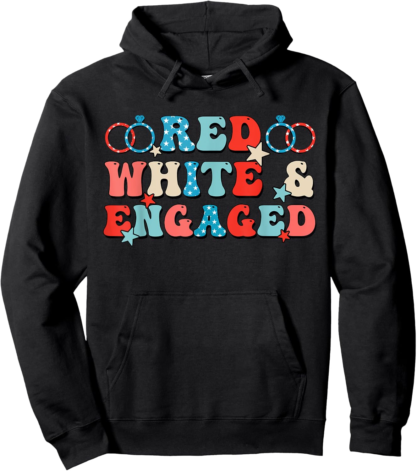 Red White And Engaged Men Women 4th Of July Usa Flag Hoodie - Hoodie | Black