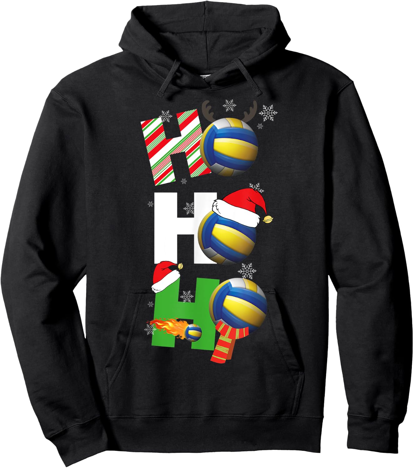 Funny Christmas Volleyball Player Pajamas Matching Team Hoodie - Hoodie | Black