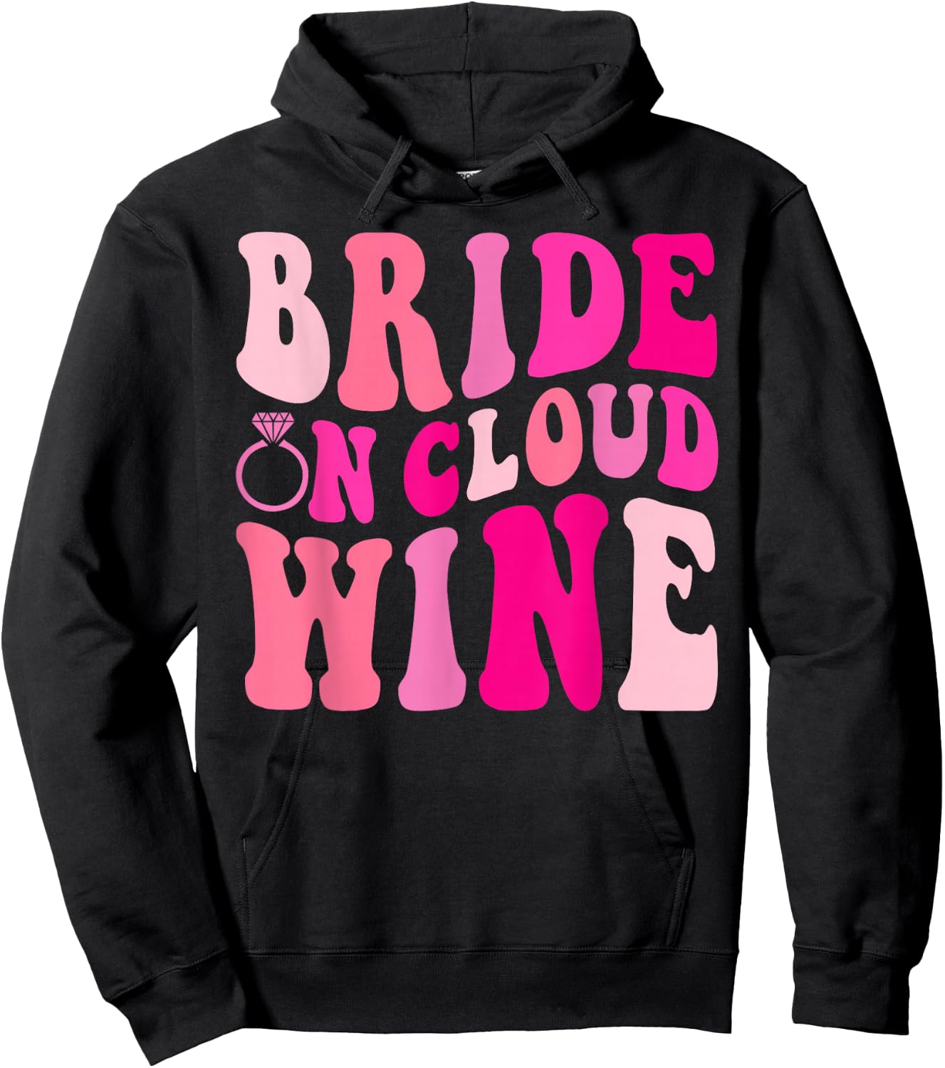 Bride On Cloud Wine Drinking Groovy Bachelorette Party Hoodie - Hoodie | Black