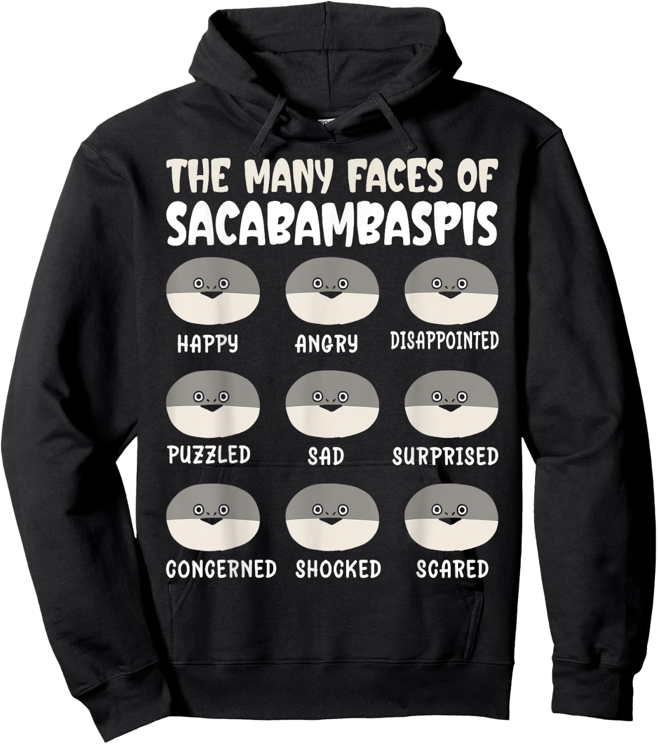 The Many Faces Of Sacabambaspis Funny Fish Meme Hoodie - Hoodie | Black