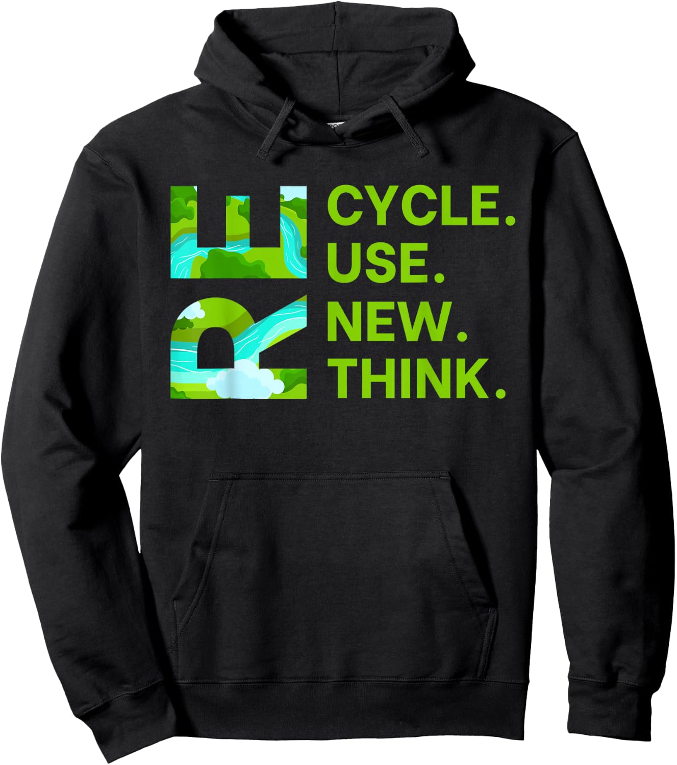 Recycle Reuse Renew Rethink Earth Day Environmental Activism Hoodie - Hoodie | Black