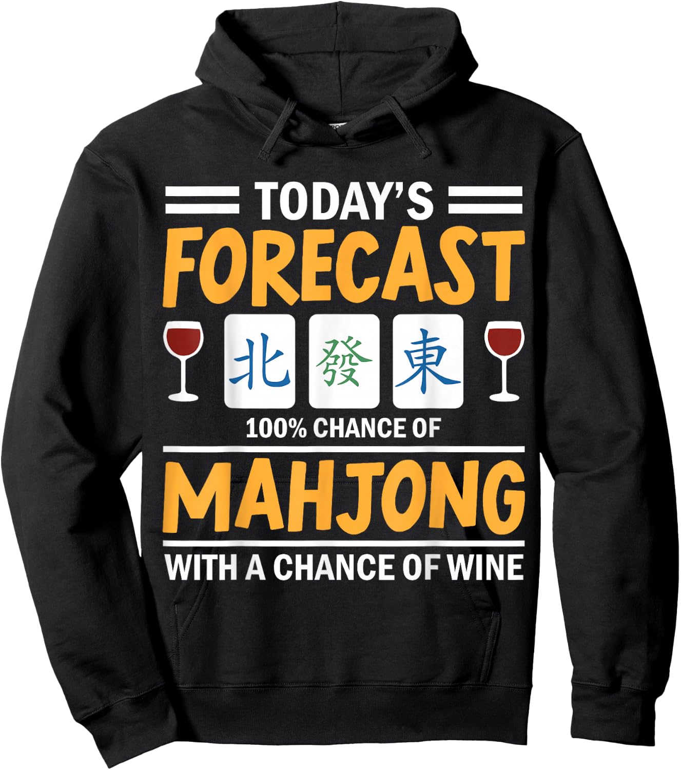 Mahjong Girl Funny Mahjong and wine Hoodie - Hoodie | Black