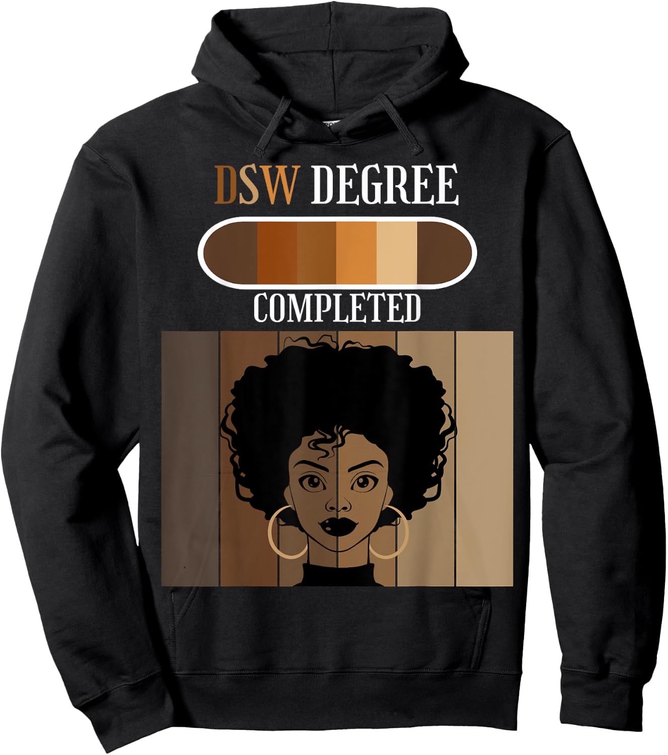 Doctor of Social Work DSW Degree Completed Black Afro Hoodie - Hoodie | Black
