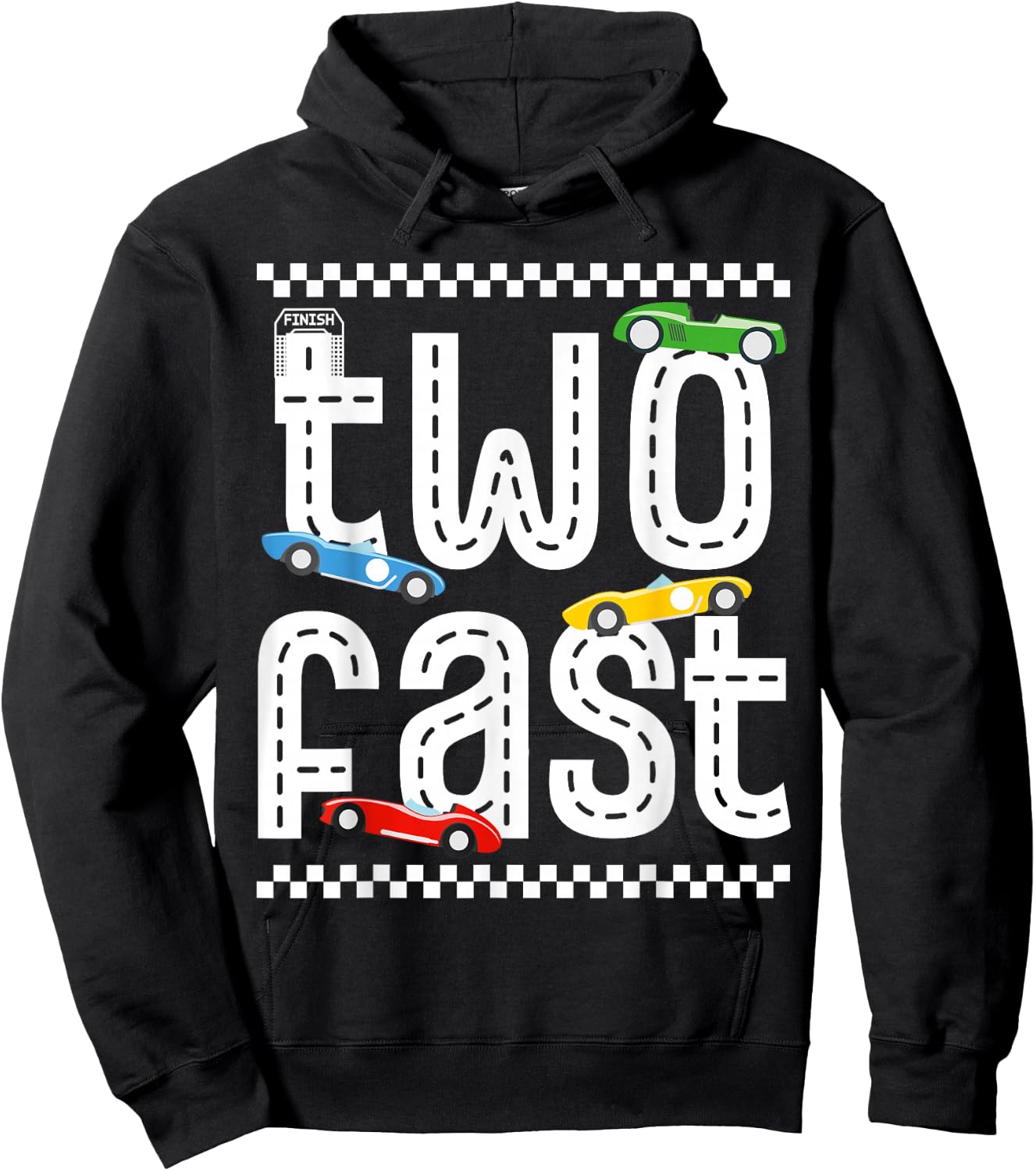 Two Fast 2 Curious Birthday 2 Years Old Race Car Speed Party Hoodie - Hoodie | Black
