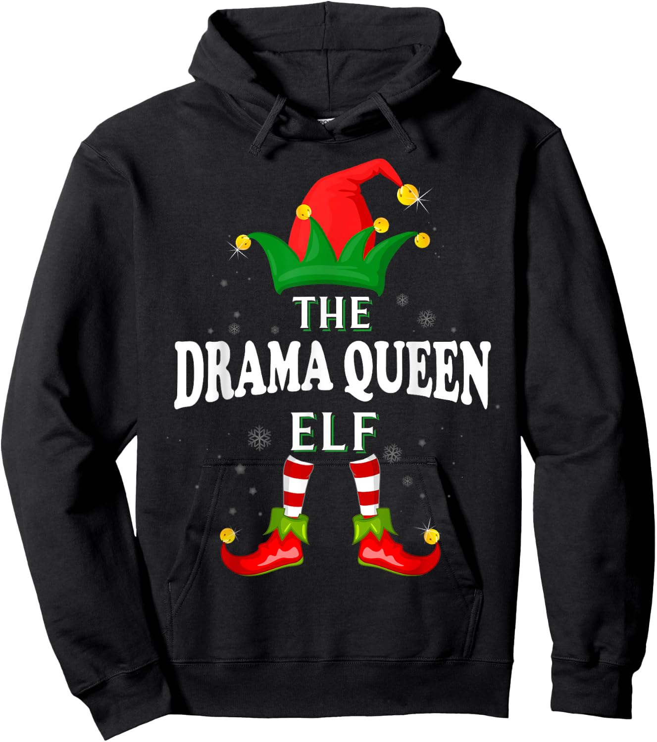 Xmas Drama queen Elf Family Matching Christmas Pajama Hoodie - Hoodie | Black