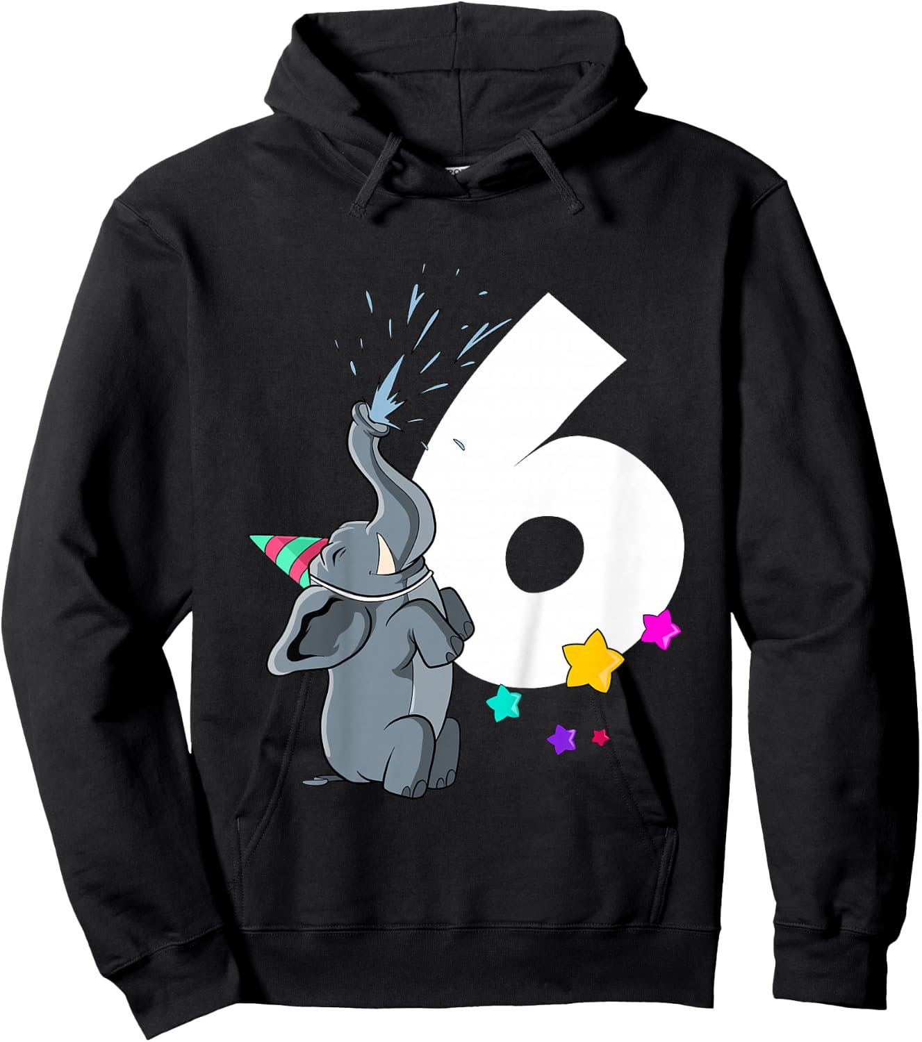 Kids Elephant 6th birthday 6 years old Hoodie - Hoodie | Black