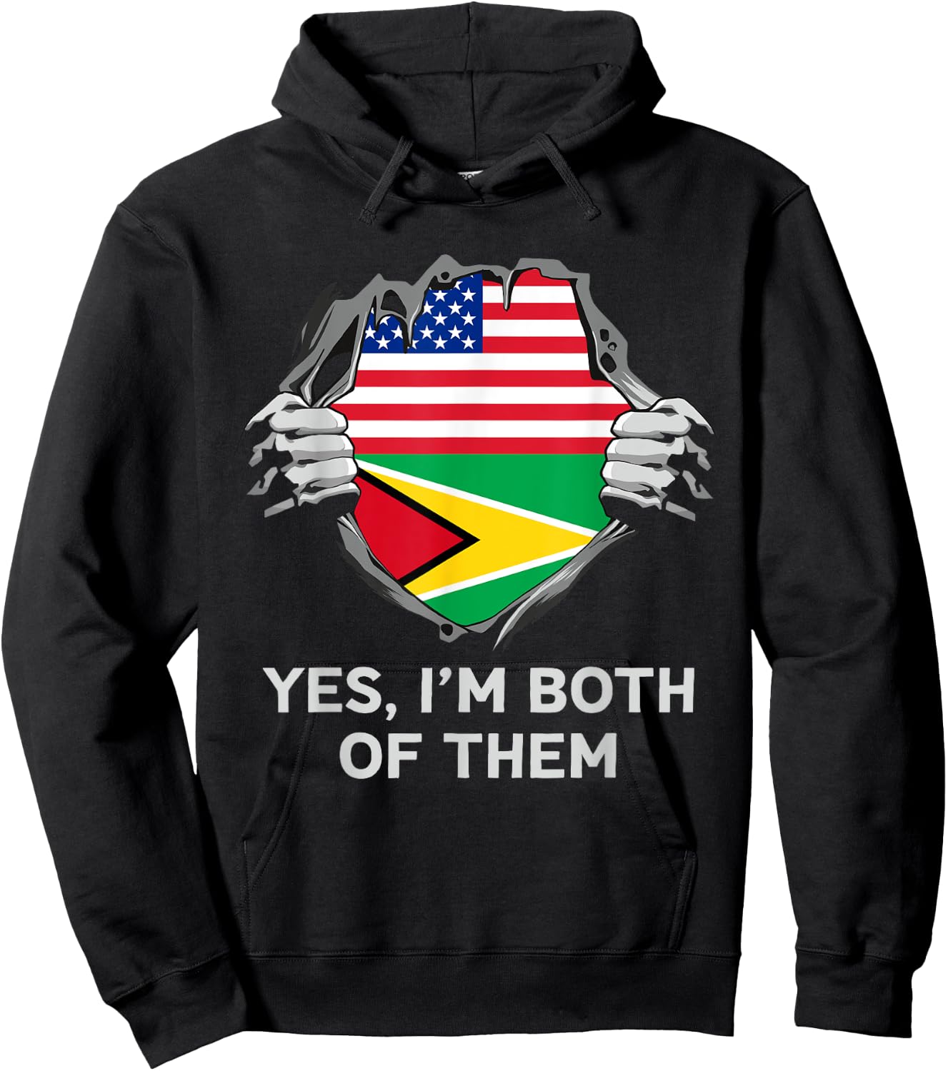Half American Half Guyanese USA Guyana Flag Hoodie - Hoodie | Black