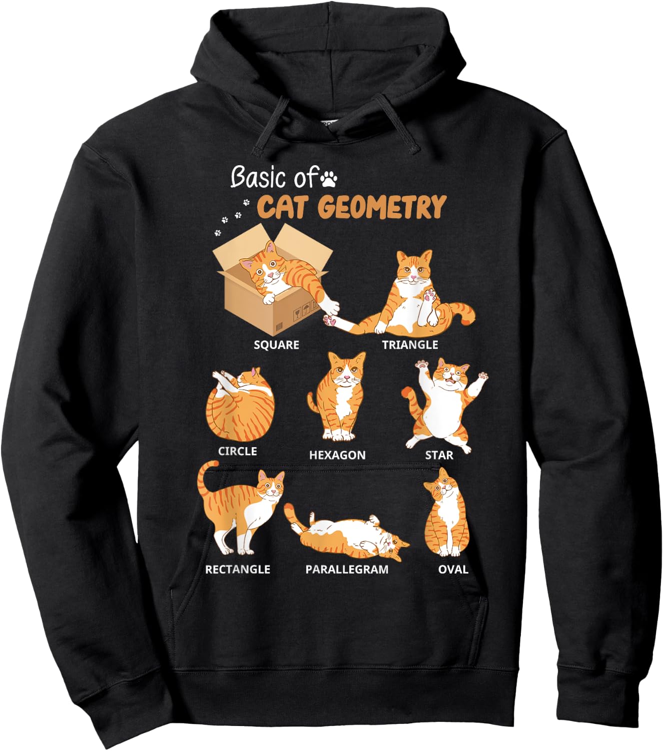 Basic Cat Geometry Cute Cat Lover Math School Women Kids Hoodie - Hoodie | Black