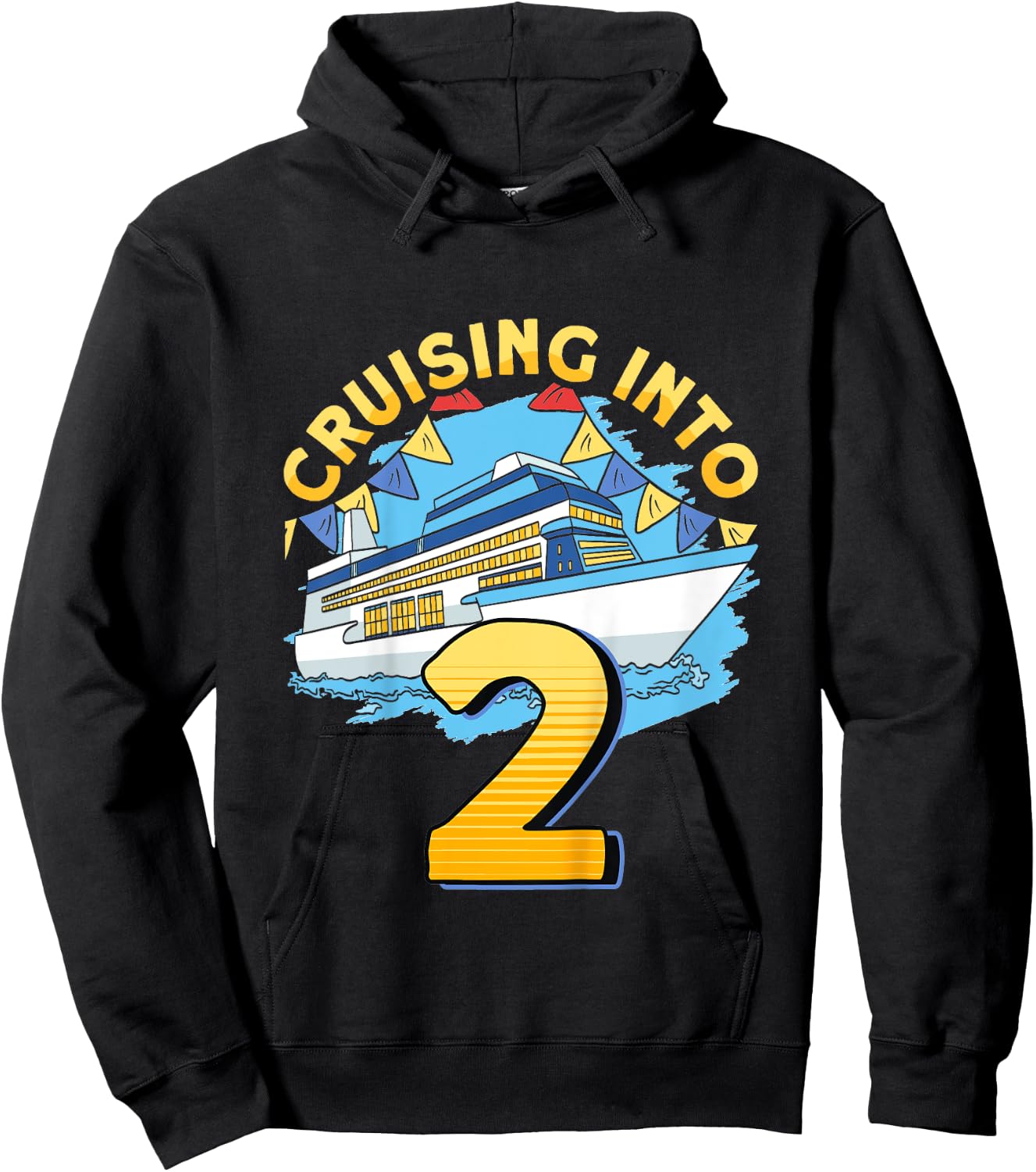 Kids Cruising Boat Cruising Into 2 Birthday Cruise Hoodie - Hoodie | Black