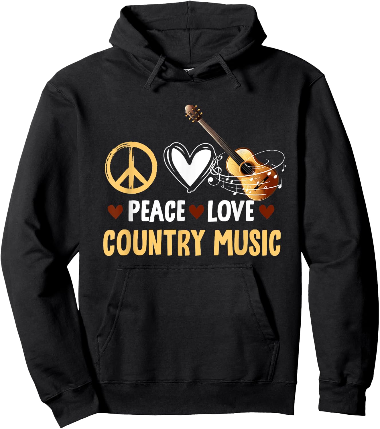 Funny Vintage Western Women Peace Love Country Music Hoodie - Hoodie | Black