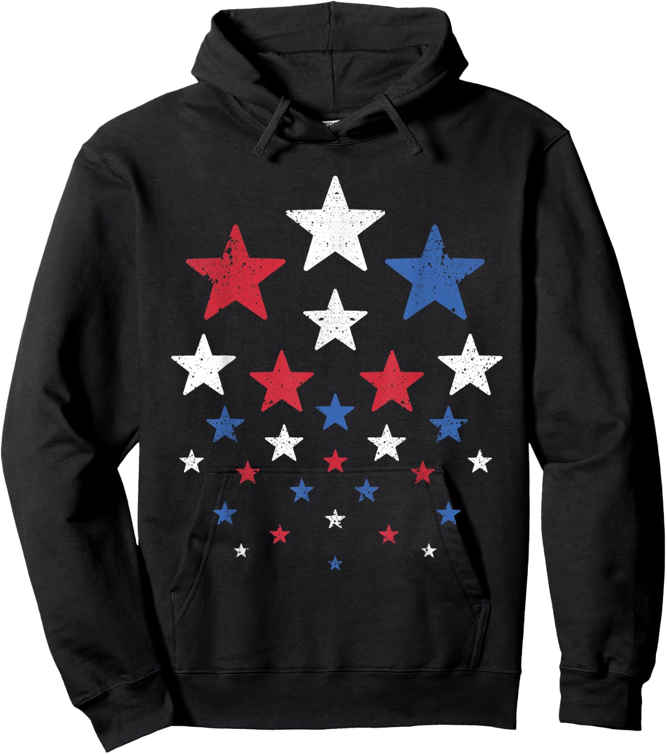 USA American Flag Patriotic Red White Blue Stars 4th of July Hoodie - Hoodie | Black
