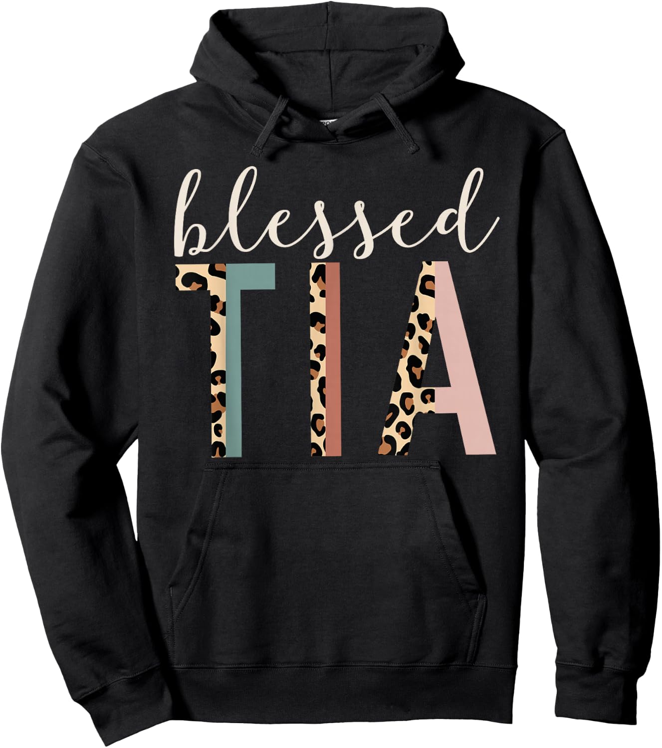 Blessed Tia Aunt Cute Leopard Print Hoodie - Hoodie | Black