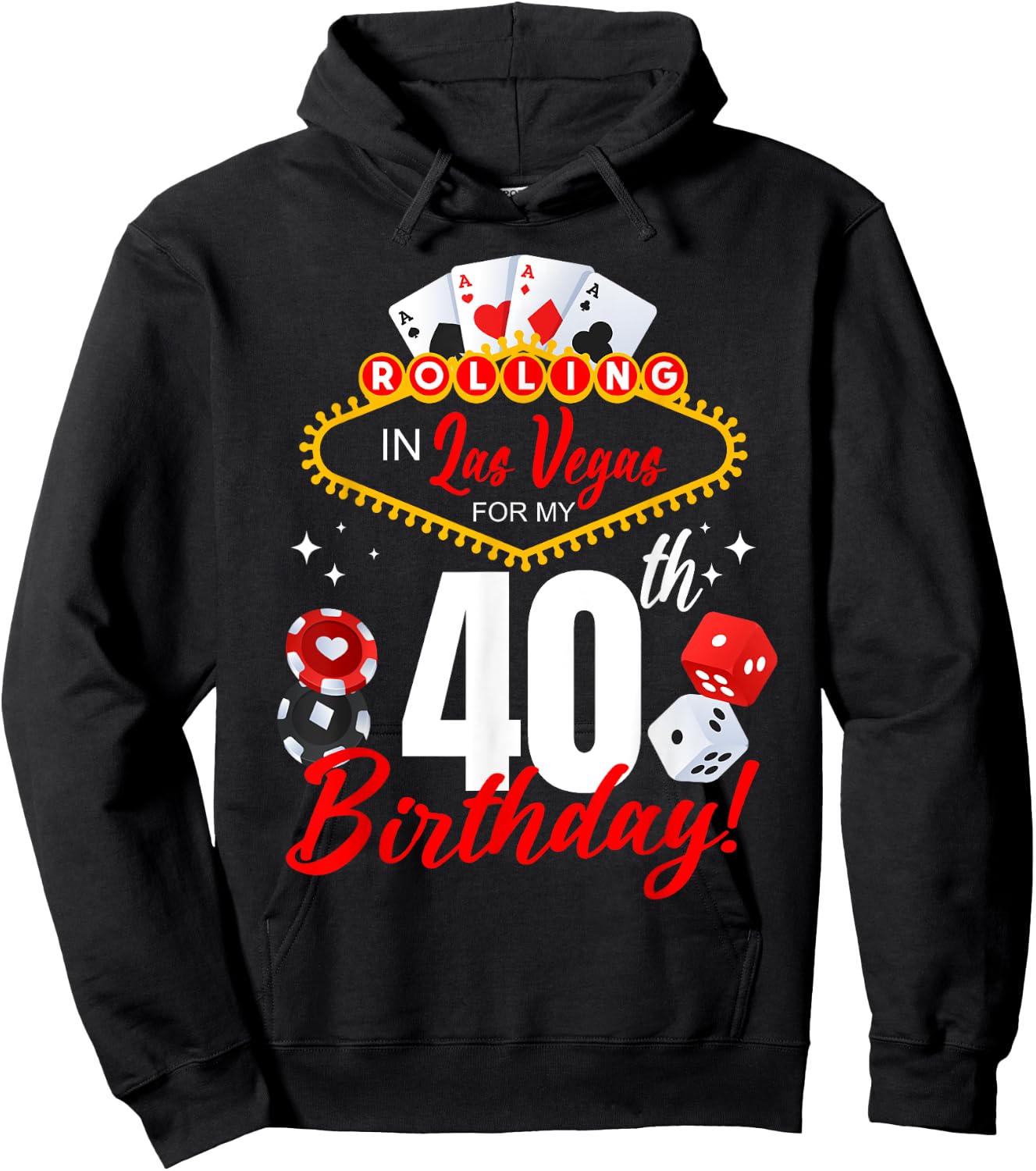 Rolling In Las Vegas 40th Birthday Crew Group Friends 40 Hoodie - Hoodie | Black